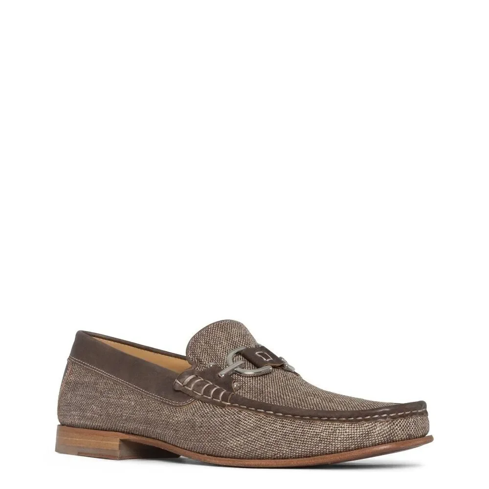 Sz 13 - Donald J. Pliner Brown Canvas Slip-On Driving Horsebit Loafer Shoes Mens